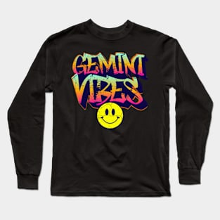 Gemini Vibes Graffiti Zodiac Birthday Long Sleeve T-Shirt